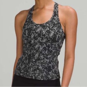 Lululemon Gray and Black Printed Cool Racerback Short Tank LIKE NEW